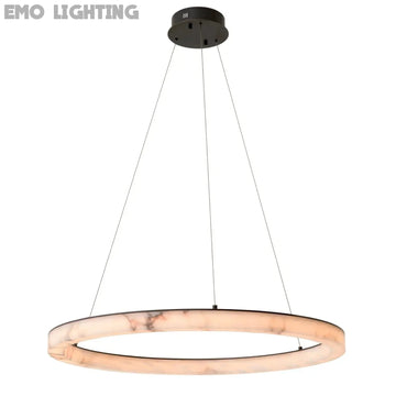 Raymond Modern Round Living Room Alabaster Pendant Chandelier
