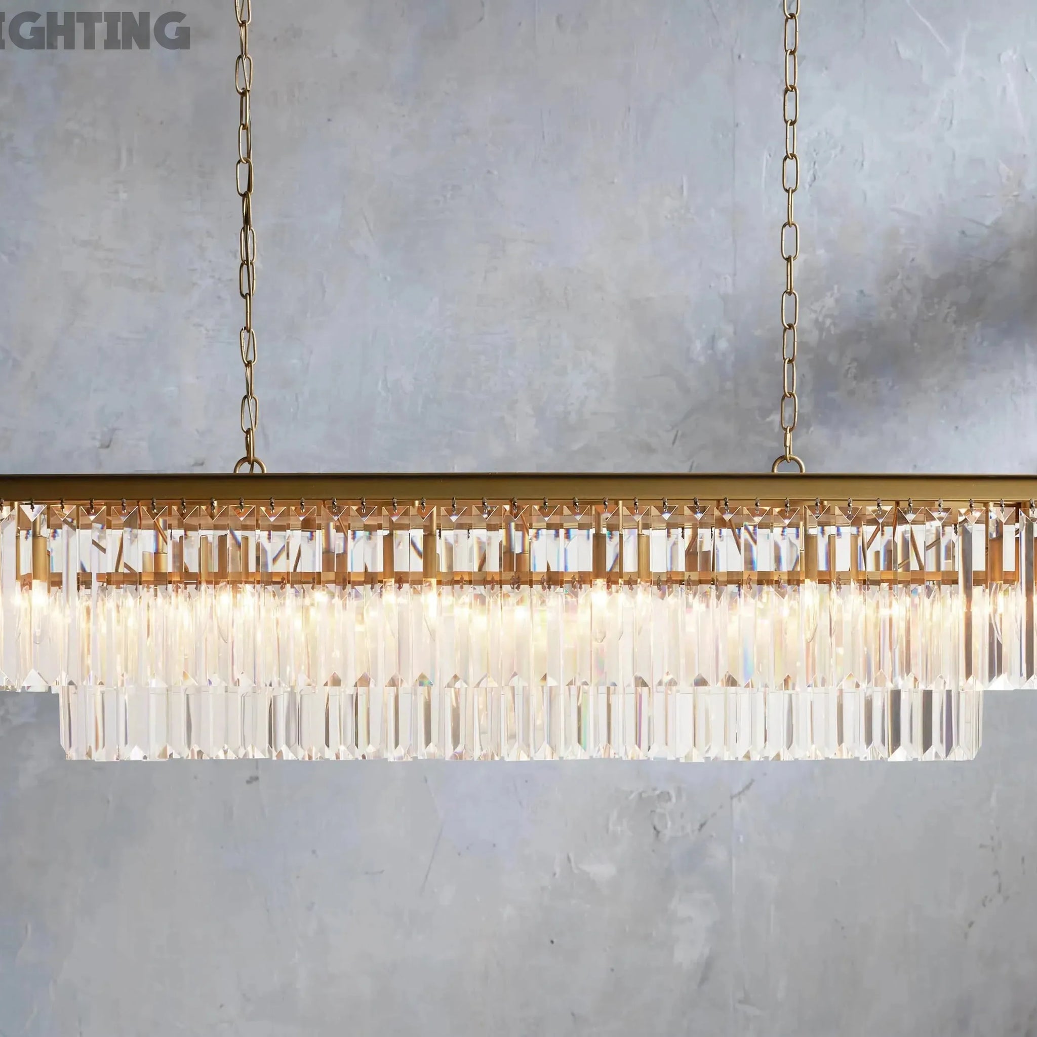 Leyland Tiered Rectangular Crystal Chandelier