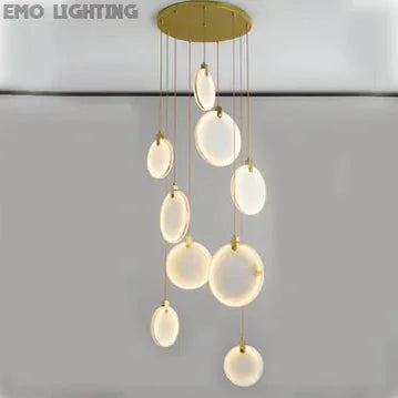 Queenie Alabaster Disc Long Round Chandelier For Loft