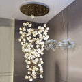 Pure White Magnolia Chandelier with Golden Branches for Grand Spaces