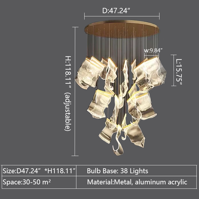 Extra Large Customization Modern Paper Fabulous Beautiful Chandelier For Staircase / Foyer Villa Hall Ceiling