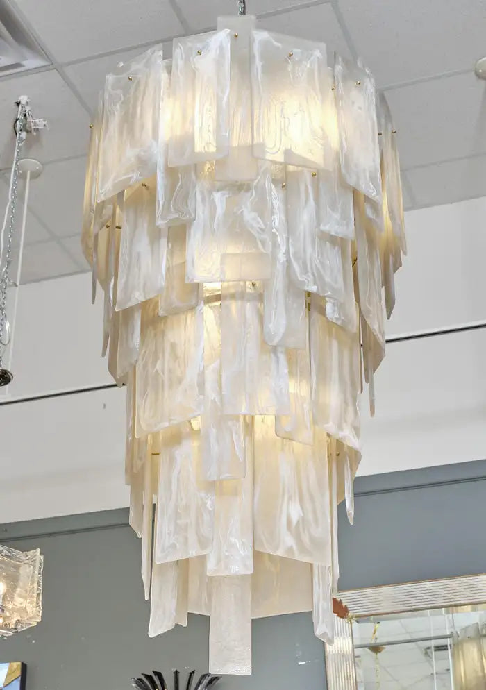 Murano Glass High-End Alabaster Long Chandelier