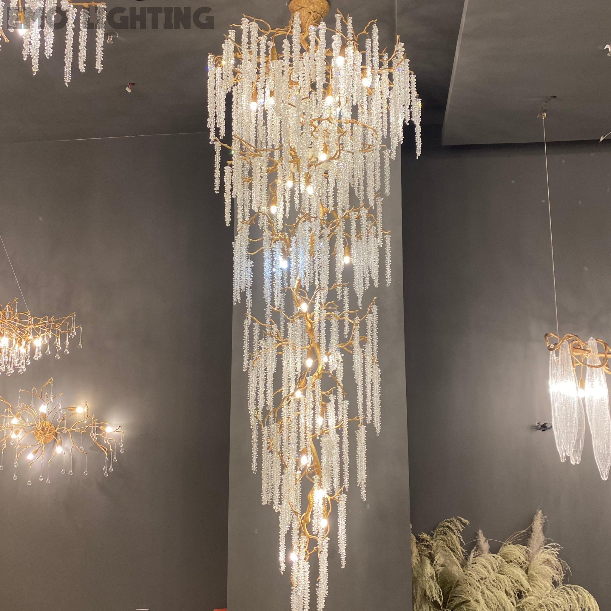 Extra Large Crystal Icicle Tree Branch Chandelier for Staircase/Hallway