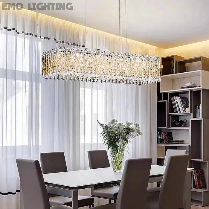 Extra Large Luxury Rectangle Crystal Pendant Chandelier for Living/Dining Room/Kitchen Island