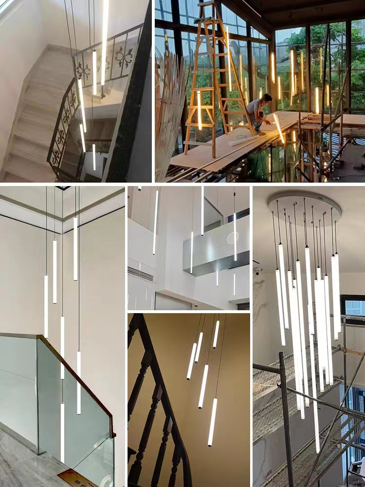 chandelier,chandeliers,round,liner,pendant,white,minimalist,nordic,bedside,dining room,living room,stairs,spiral staircase