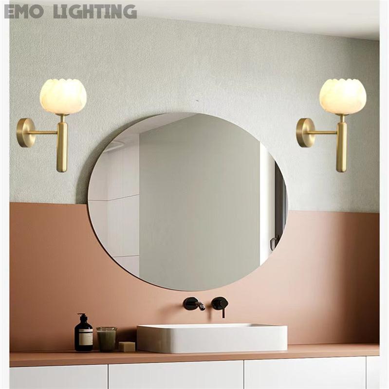 Antonia Modern Alabaster Globe Wall Sconce For Bedroom Wall Light Fixtures J-CHANDELIER   