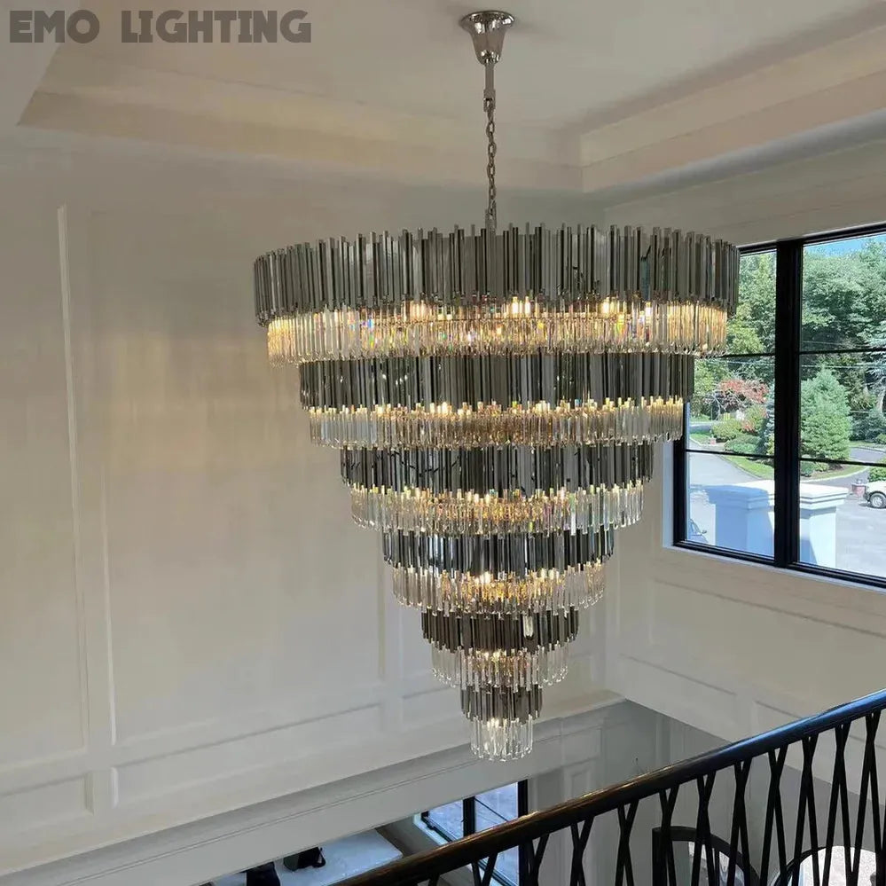 Extra Large Round Cone Tiered Crystal Chandelier for Foyer/Enterway/Living Room