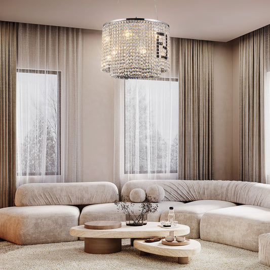 Brass Modern Crystal Round Chandelier For Living Room