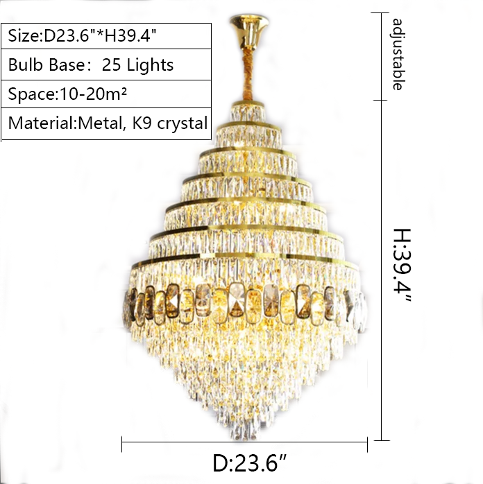 Extra Large D59.1"*H86.6"/ 94 Lights Honeycomb Shaped Ceiling Chandelier Luxurious Crystal Light Fixture For Foyer Staircase/ Entryway In Gold Finish