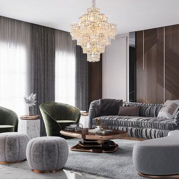 Modern Layer Crystal Chandelier For Living Room Kitchen