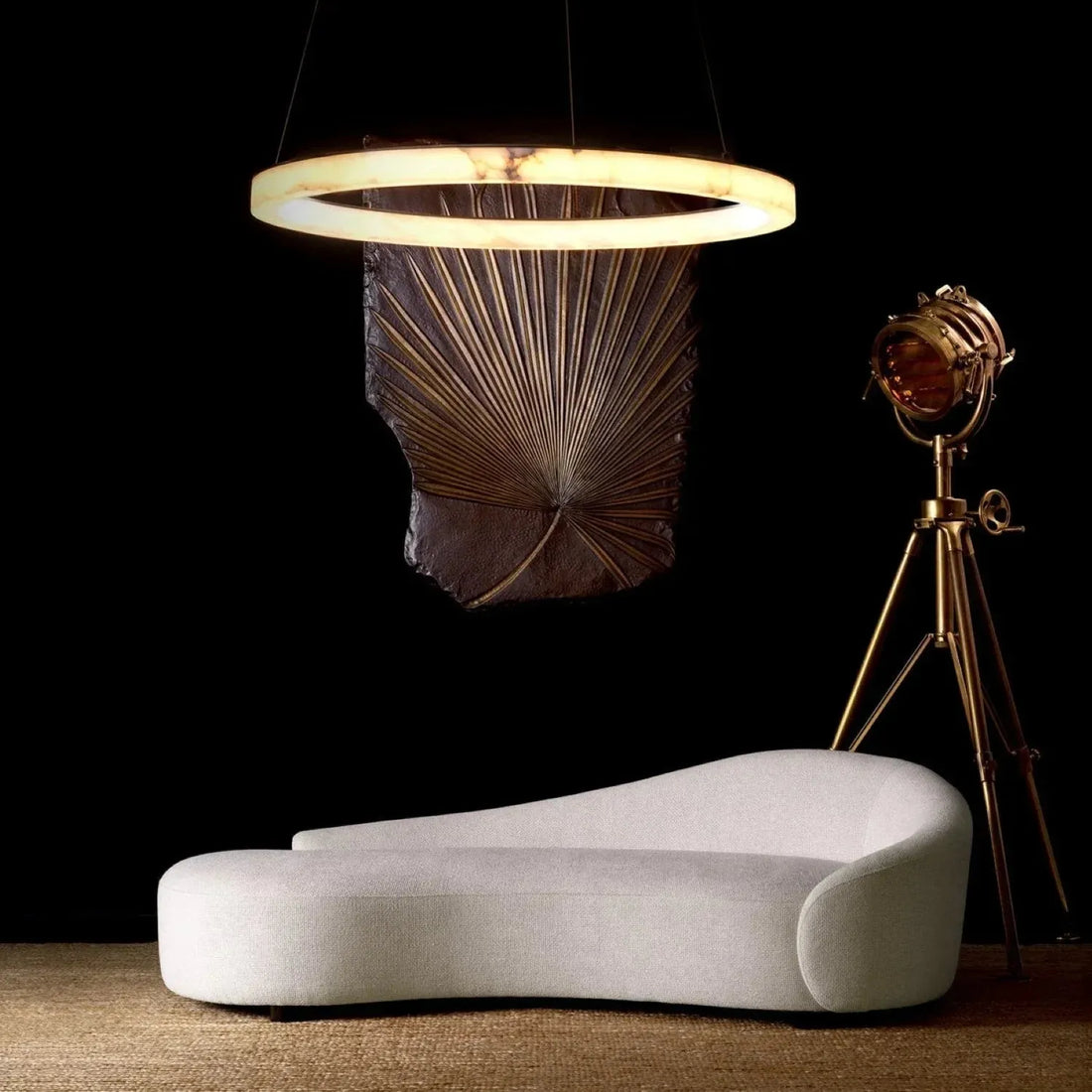 Raymond Modern Round Living Room Alabaster Pendant Chandelier