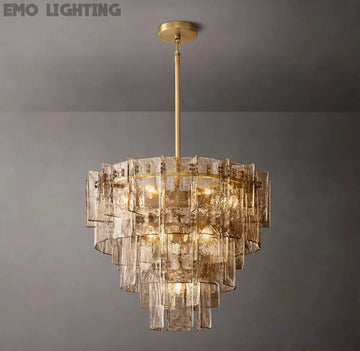 LATTICE SMOKE GLASS TIERED CHANDELIER 36"