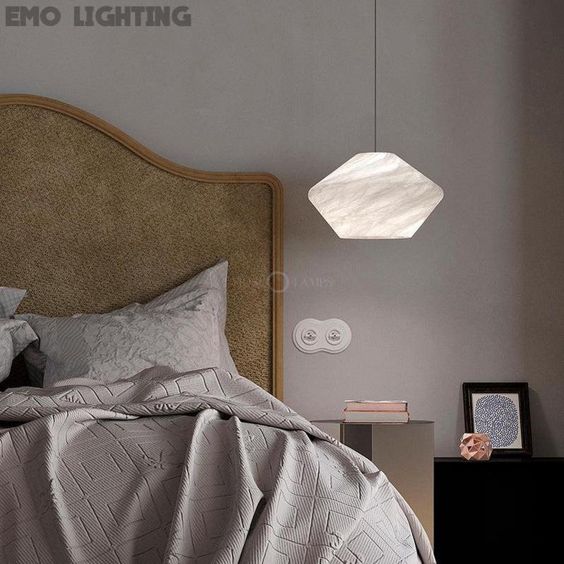 Decorative Alabaster Bedside Pendant Light, Living Room Pendant Light