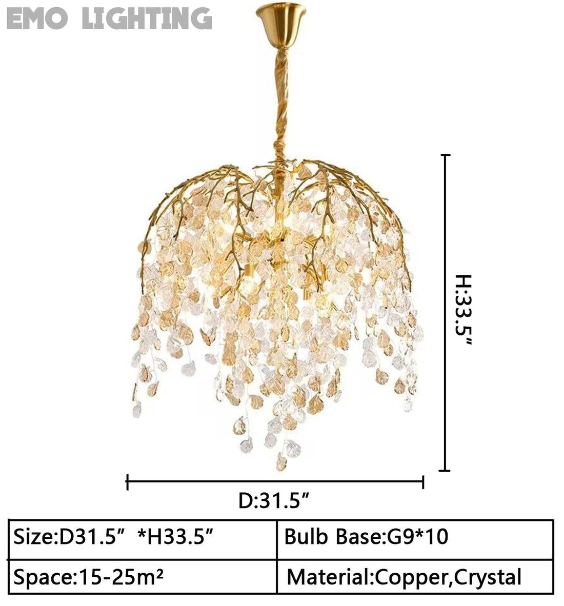 D31.5"*H33.5" chandelier,chandeliers,branch,leaf,crystal,crystal light,dining table,dining room,living room,flower,led,bedroom