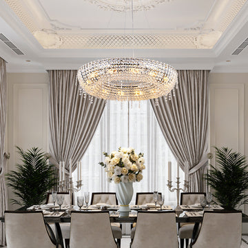 Luxury Crystal 2-Tier Round Chandelier For Kitchen