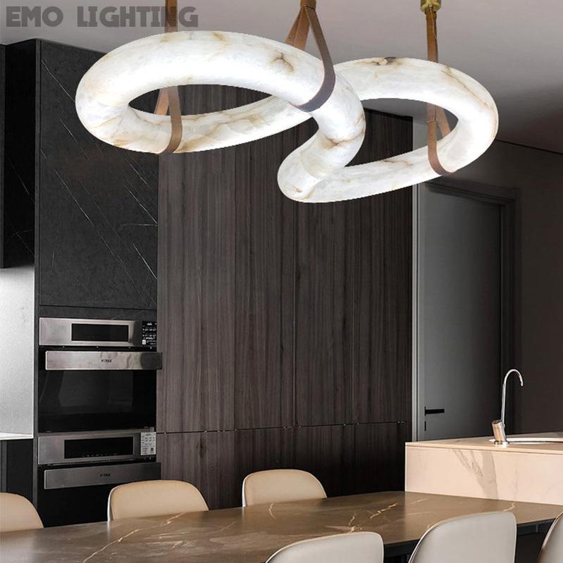 Beverly Designer Contemporary Alabaster Chandelier for Living Room