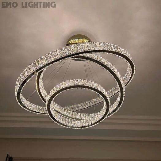 Modern Front Entryway Chandelier 3/4/5/6/7 Rings Crystal Gold/ Chrome Finish Ceiling Lamp