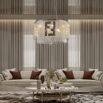 Modern Crystal Round Chandelier For Bedroom