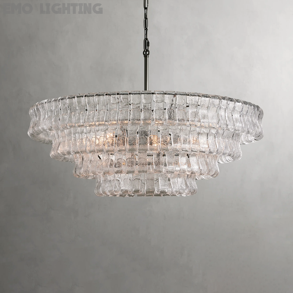 Art Glass Ghiaccio Round Chandelier 36" 48" 60"-MEET LIGHTING