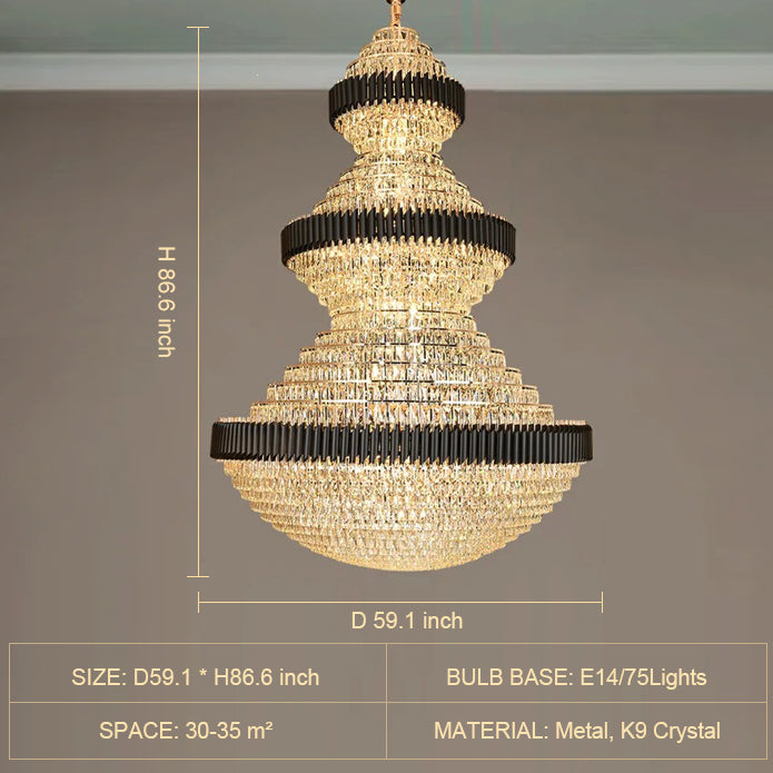 ValleyLamps  free shipping global newest and good quality light fixture of all kinds customization D 70.9'' * H 102.4'' huge fancy stunning crystal chandelier for high ceiling