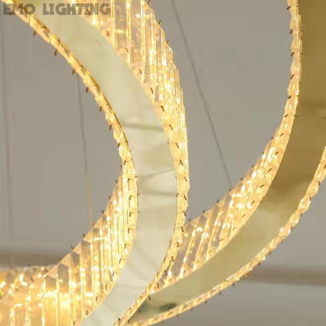 Extra Large Customization Modern Front Entryway Luxury Aesthetic Chandelier 5 Rings Crystal Gold/ Chrome Finish Ceiling Lamp For Hotel Hallway Entrance Lobby