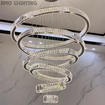 Modern Front Entryway Chandelier 3/4/5/6/7 Rings Crystal Gold/ Chrome Finish Ceiling Lamp