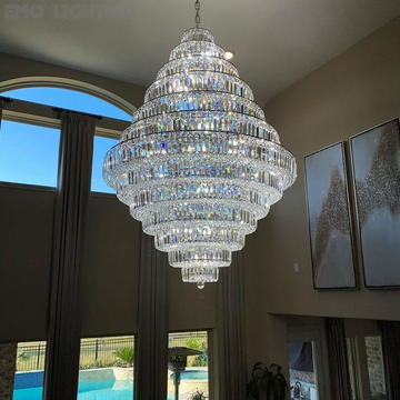 Chrome/ Silver/ Gold Extra Large Chandelier For Foyer Living Room Staircase Crystal Ceiling Lighting Fixture