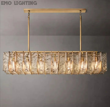 LATTICE SMOKE GLASS LINEAR CHANDELIER 67"