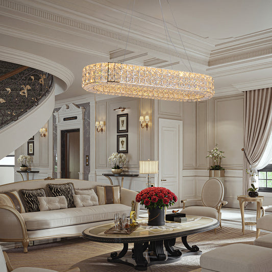 Luxury Rectangular Crystal Chandelier For Dining Room