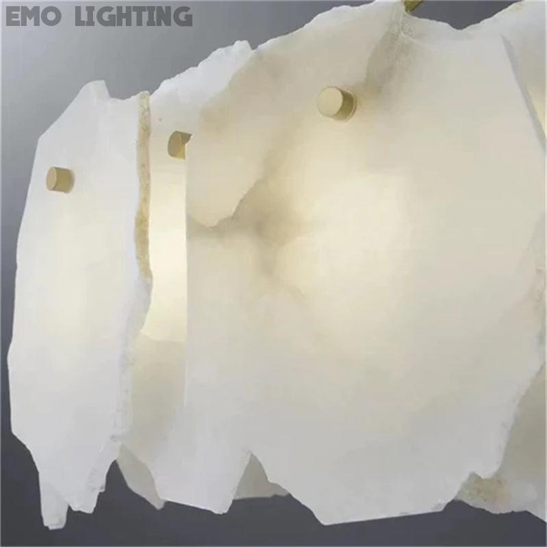 Noah Alabaster Modern Snowflake Round Chandelier