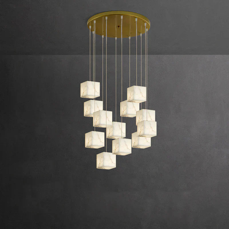 Alabaster Cubic Linear Chandelier