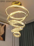Super Big Modern Front Entryway Luxury Chandelier 5 Rings Crystal Gold/ Chrome Finish Ceiling Lamp For Hotel Hallway Entrance Living room