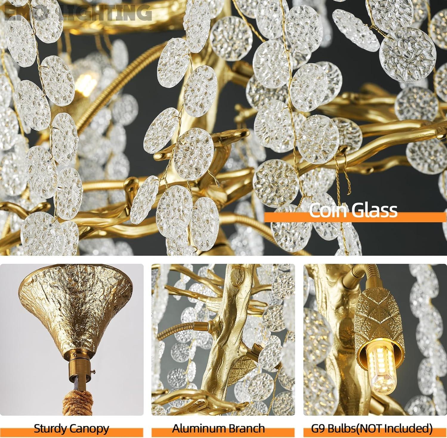 Modern Coin Type Modern Crystal Tree Branch Staircase Chandelier 95" - thebelacan