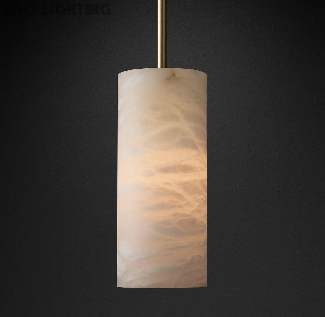 Hand Carved Alabaster Cylinder Pendent