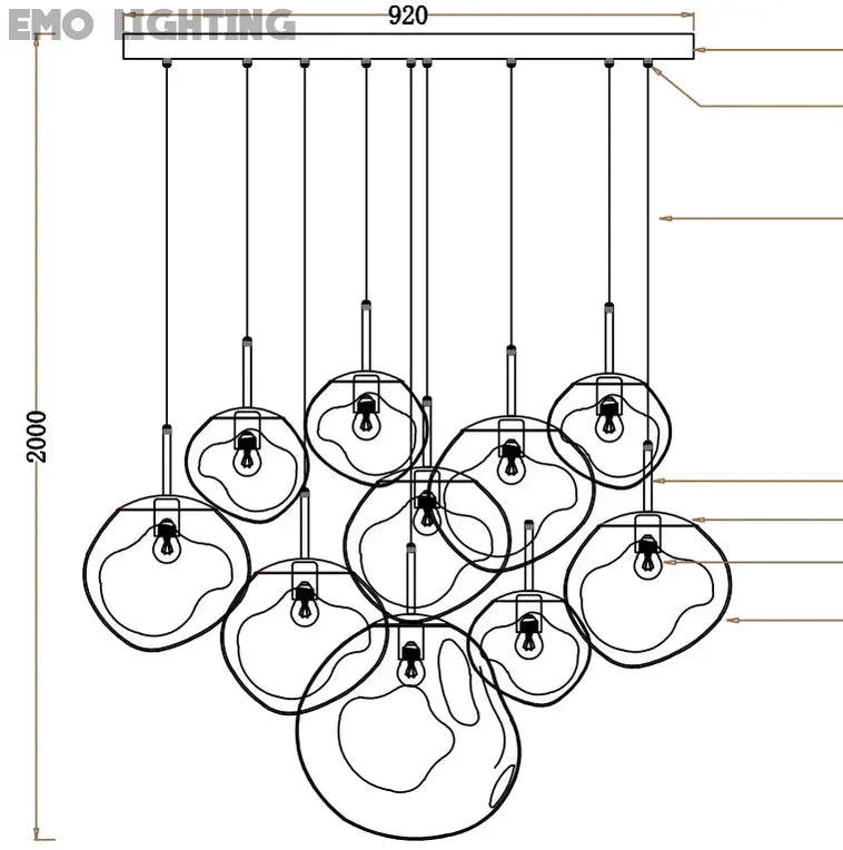 Afra Glass Chandelier 36”