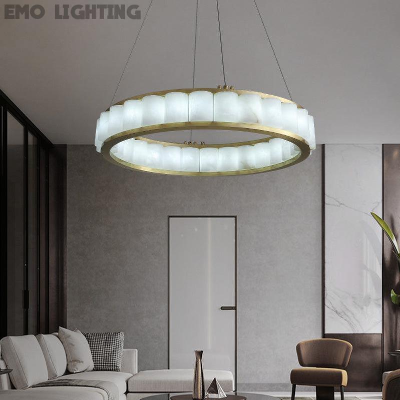 Scott Alabaster Circle Round Chandeliers