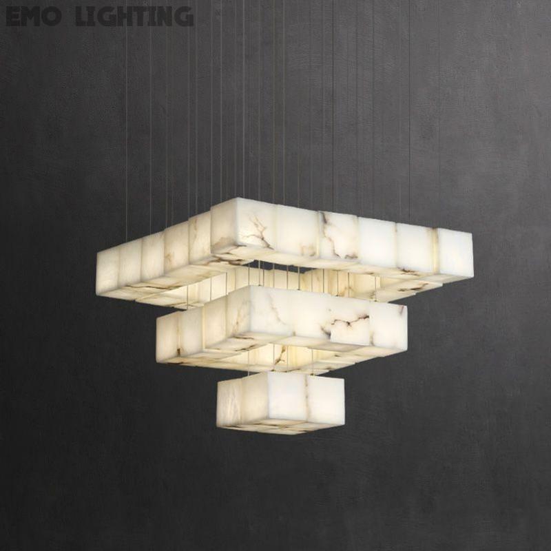 Alabaster Cube Foyer Staircase Long Chandelier 吊灯 rbrights 36-Light A  