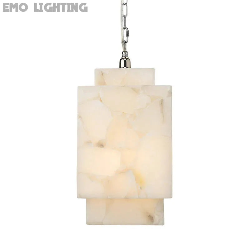 Alabaster Cube Pendant Light