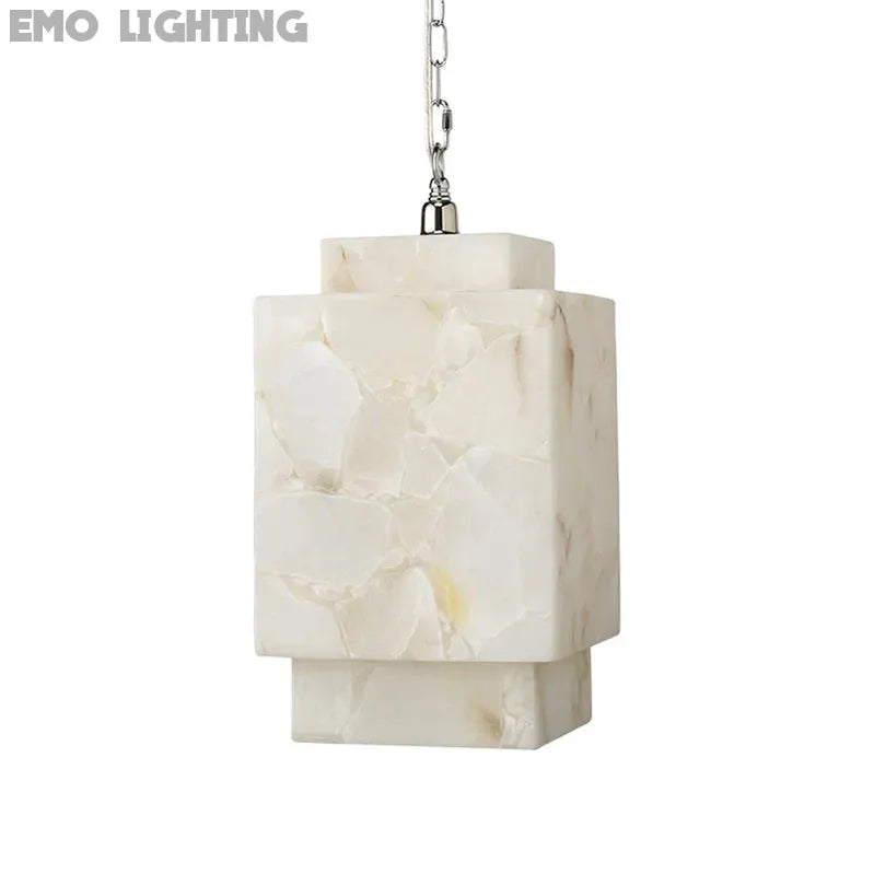 Alabaster Cube Pendant Light