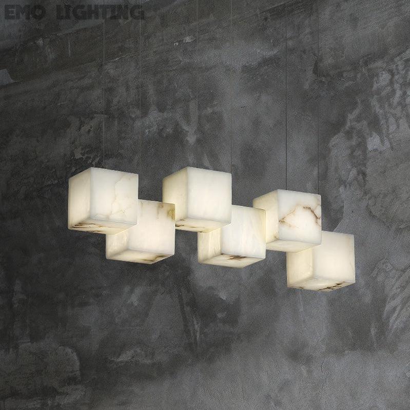 Alabaster Cubic Rectangular Pendant  rbrights 8 Lights  