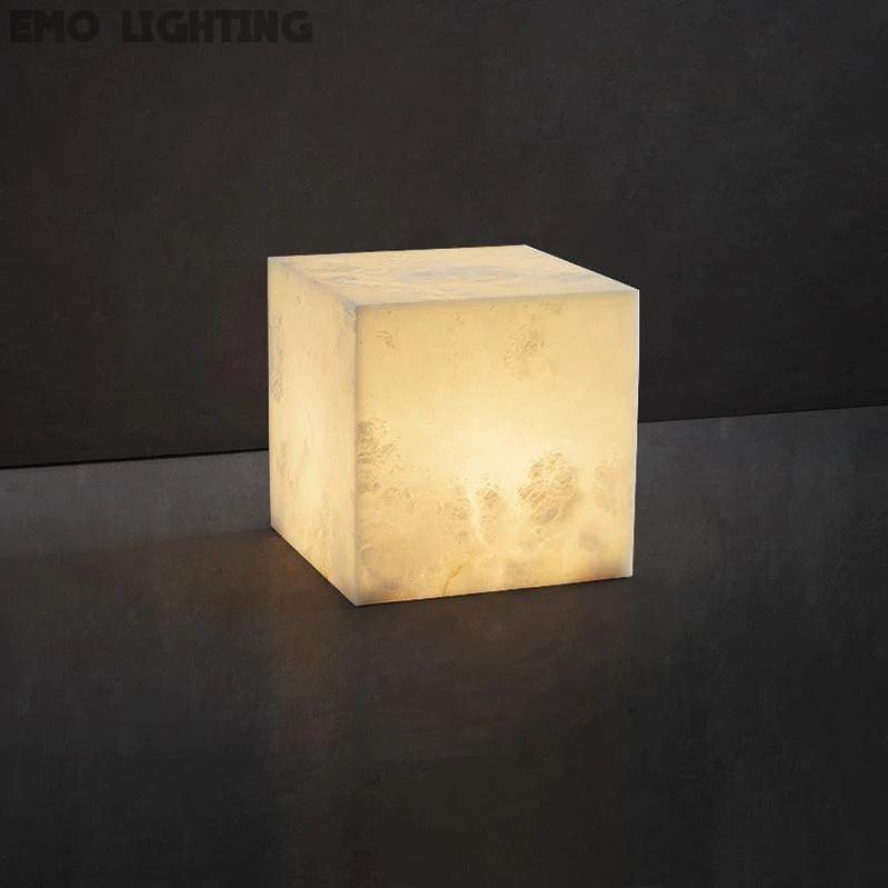 Janet Alabaster Cubic Table Lamp, Bedside Table Lamp