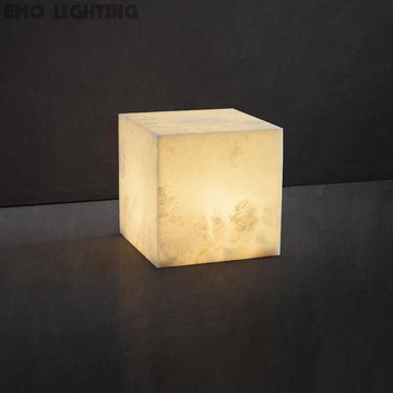 Alabaster Cubic Table Lamp  rbrights 7.9" W  