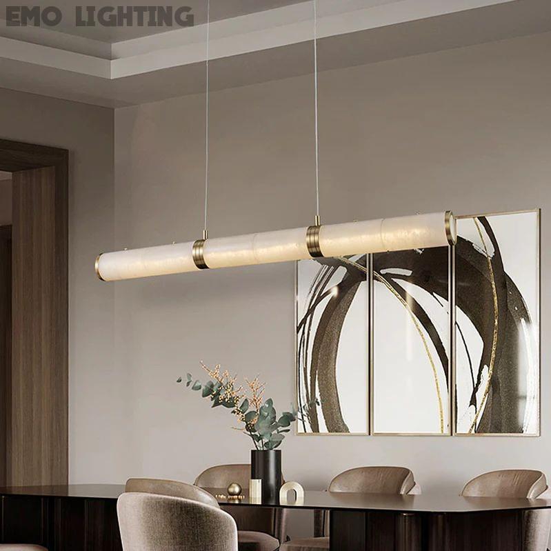 Alabaster Cylindrical Chandelier  rbrights 39.37" L  