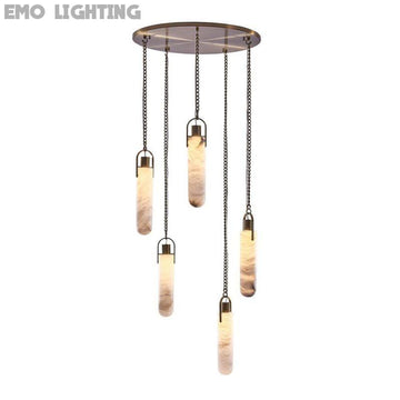 Bettina Multi Light Round Alabaster Pendant Lamp Fixture