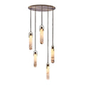 Alabaster Flint Multi-Light Round Pendant Chandelier – Staircase Hallway