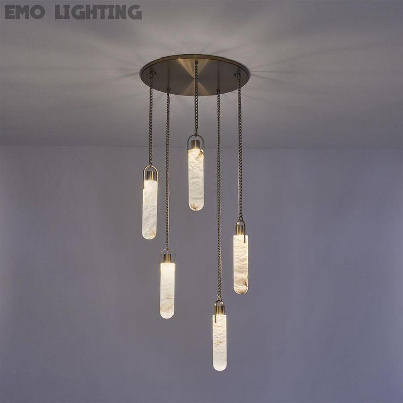 Bettina Multi Light Round Alabaster Pendant Lamp Fixture