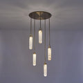 Alabaster Flint Multi-Light Round Pendant Chandelier – Staircase Hallway