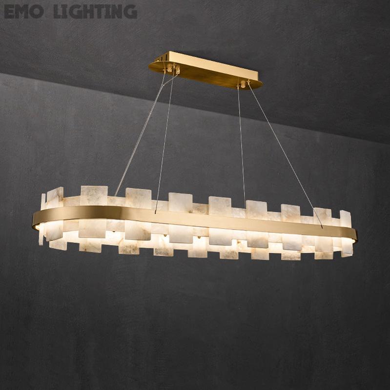 Alabaster Glo Modern Oval Chandelier 吊灯 rbrights   
