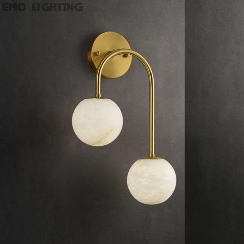 Alabaster Glo Modern Wall Sconce In Bedroom 壁灯灯具 rbrights Brass  