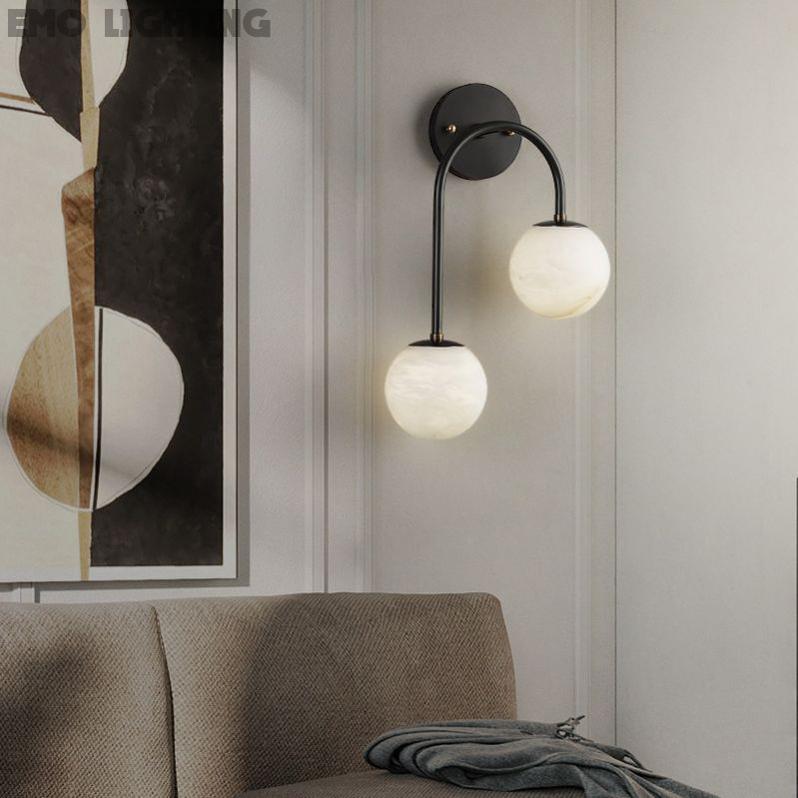 Alabaster Glo Modern Wall Sconce In Bedroom 壁灯灯具 rbrights Brass  